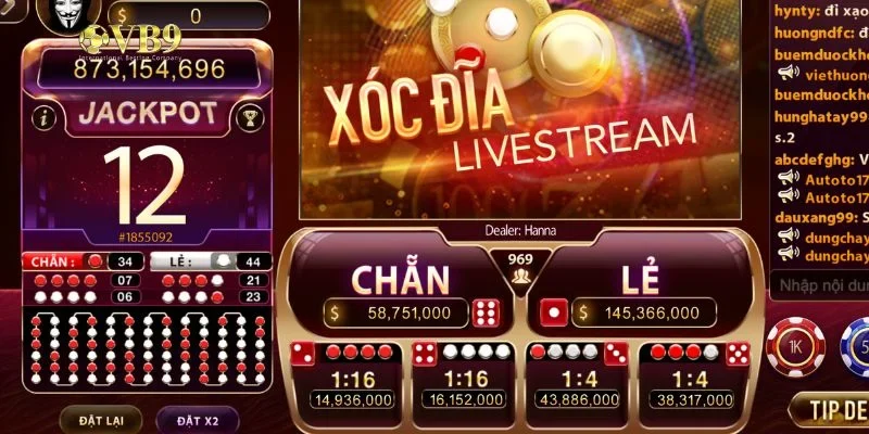 Các cửa trong trò Xóc Đĩa hiển thị ngay trong phòng cược